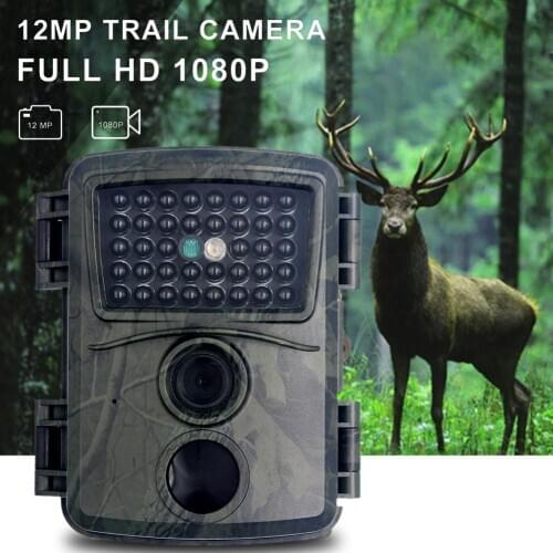 12MP 1080P Trail Camera Waterproof Scouting Camera With Infrared Sensors 90 Degree Detecting Motion Activated Night Vision Cam