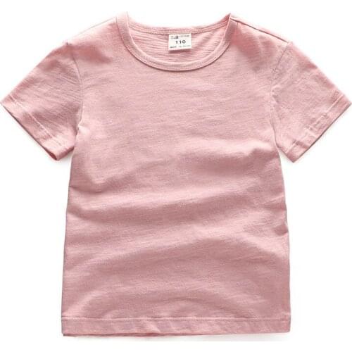 2020 Girls Tshirts Kids Cotton Clothes Children T-shirts for Baby Boys T Shirts Candy Solid Short Sleeve Summer Tops Linen Soft