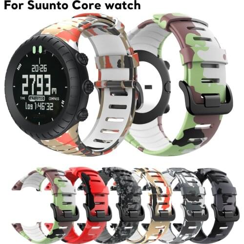 Camouflage Silicone Watch Strap for Suunto Core Watch Band Wrist Bracelet TPU Replacement Wristband Rubber Smart Watchbands