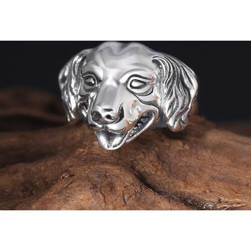 100%925 sterling silver fashion jewelry man Thai silver restoring ancient ways zodiac dog mouth ring animal ring