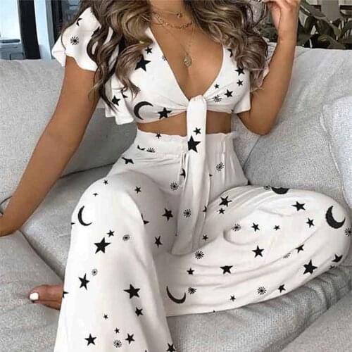 Two Piece Set Women Clothes Ladies Outfit Joggers Summer y2k Ensembles Femme Crop Top+High Waist Wide Leg Pants Suits Ropa Mujer