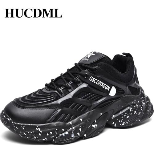 HUCDML Thick Bottom Men Sneakers Shoes Casual Comfortable Male Shoes Adult Fashion Outdoor Zapato Hombre