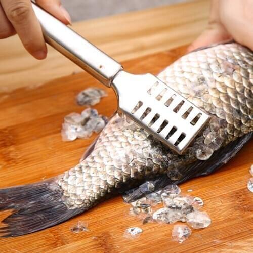 Kitchen Gadgets Fish Skin Remover Stainless Steel Scraping Fish Scales Brush Graters Fish Cleaning Peeler Scaler Scraper