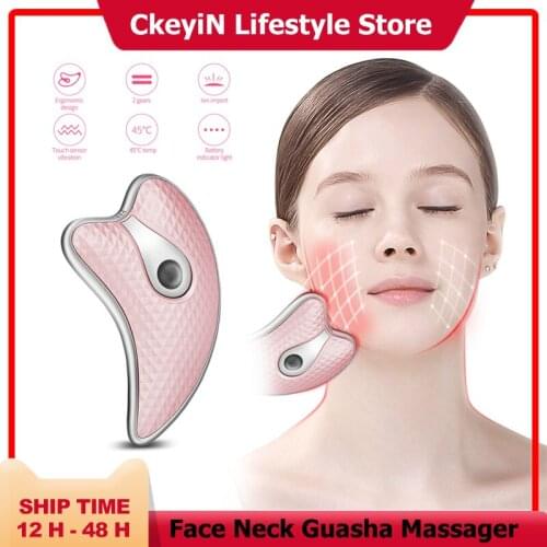 CkeyiN Face Neck Guasha Massager Face Wrinkle Removal Device Body Slimming Massager Gouache Scraper Electirc Facial Beauty Tool