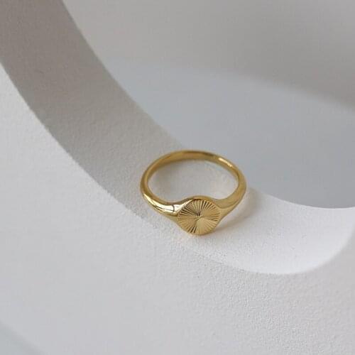 Minimalist Waterproof Dainty Rays Texture Circle Index Rings For Women Sun Flowers Men Female Ring Bague Femme Size 6 7 8