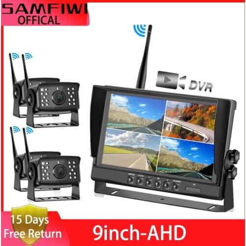AHD 9 inch Wireless Car Monitor 4ch Quad DVR Dash Monitors Display IPS Screen Video Recorder Truck Wifi Backup Vehicle Camera