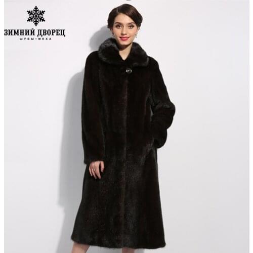 Natural furs women fur coats Fashion long genuine coat mink fur coat real mink fur coat Thick Warm Turn-down Collar