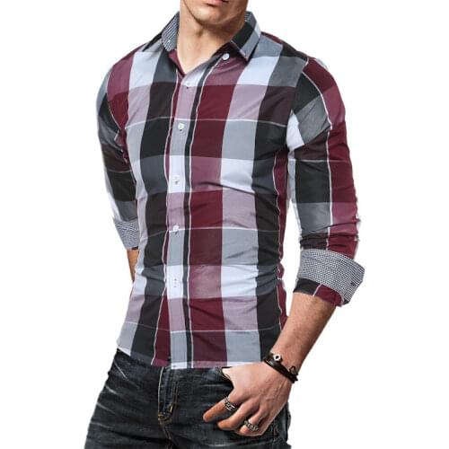 Newest Arrival Men Plaid Shirts Autumn Long Sleeve Casual Shirts For Men Slim Fit Fashion Youth Men Shirts Plus Size