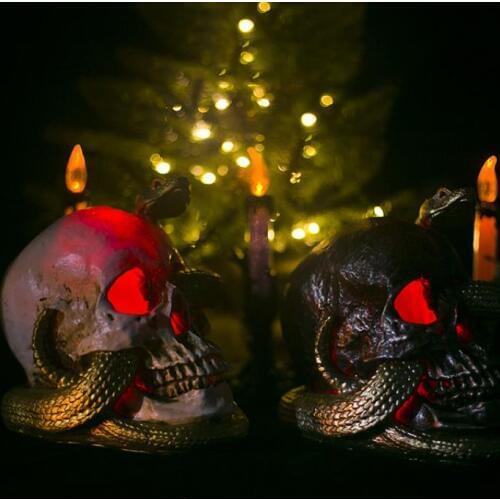 New Halloween decorations simulation disk snake skulls ghost festival decoration ornaments with lights