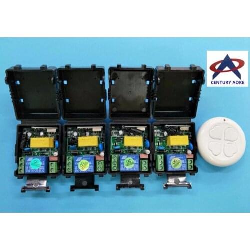 New 1 channel ON/OFF 220V Wireless Remote Control Switch for Lamp & Light 4 receiver+1 wall transmitter