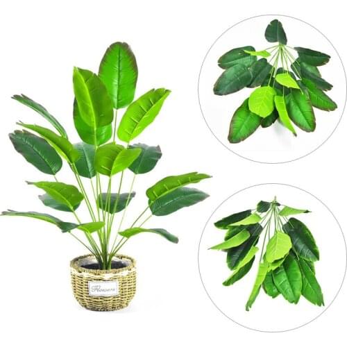 Palm Leaves Artificial Plants 18 Fork Fake Green Tree Plastic Monstera Home Garden Living Room Bedroom Balcony Office Decoration