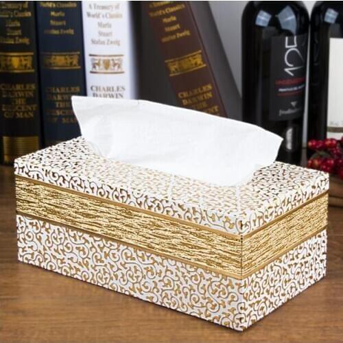 Luxury synthetic leather rectangle tissue box napkin box napkin holder tissue case for home decoration 421A