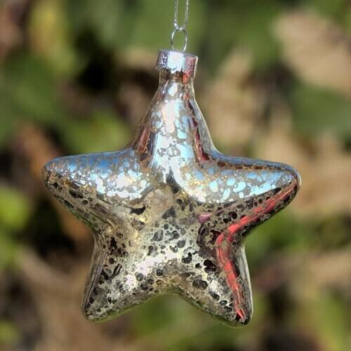 Free Shipping 18pcs/pack 8.5*9.5cm Small Size Inner Silver Craft Star Shaped Glass Pendant Christmas Day Decorative Hanger