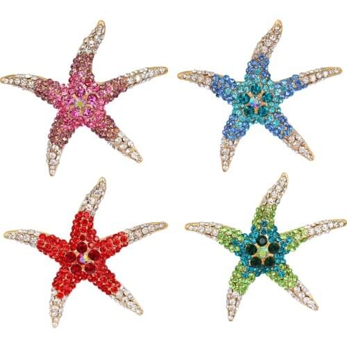 Full Rhinestone Beach Starfish Brooch Pin Nautical Themed Wedding Brooch