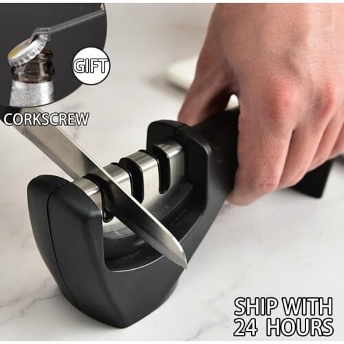 Knife Sharpener Removable 3 Stages Stainless Steel Professional High Quality Kitchen Sharpening Diamond Stone Grinder Tools