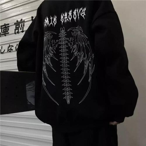 Streetwear Harajuku Hoodie Y2K Tops Girls Retro Gothic Oversized Hood Punk Anime Print Clothes Hip-Hop High Street Sweatshirts