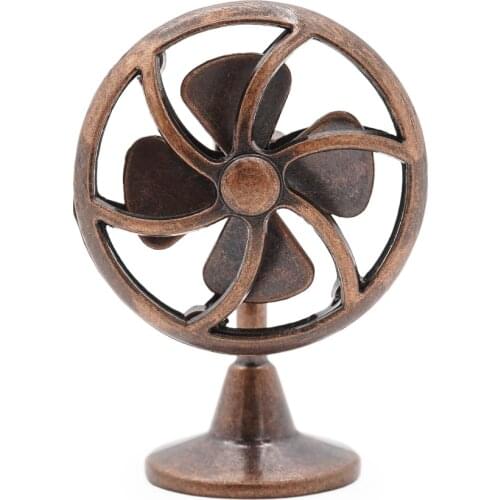 Odoria 1:12 Miniature Retro Bronze Fan Vintage Furniture Model Living Room Bedroom Dollhouse Accessories Doll House Decoration
