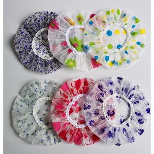 1PC Waterproof Shower Cap Thicken Elastic Bath Hat Bathing Cap Women Hair Salon Spa Bathroom Products Accessory Random Color