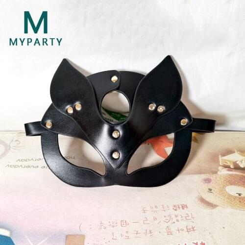 High Quality Leather Cat Mask Bdsm Half Face Erotic Fetish Sex Mask For Women Masquerade Cosplay Party Sexy Eyes Masks Bondage