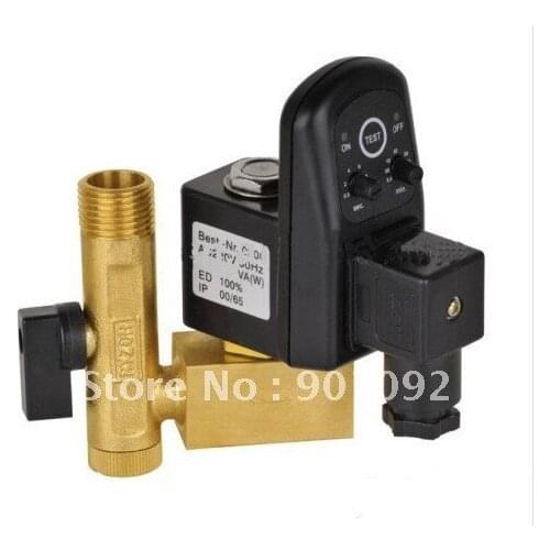 High Quality 1/2'' Electric Drain Valve With Timer and Brass Tube Fitting 220-240V