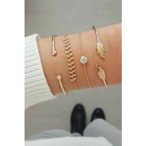 Womens Cubic Zirconia Leaf Bracelet Set Dfntkb-110 Bracelet