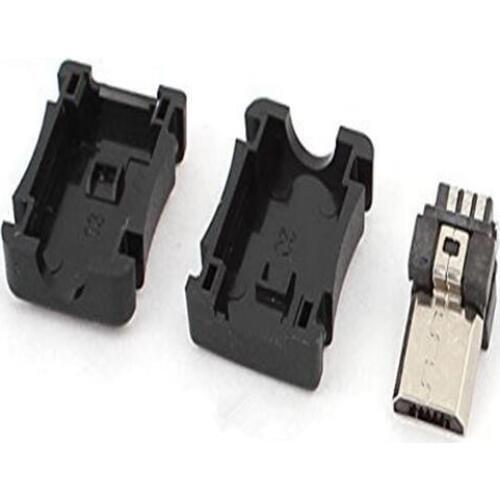 10pcs/lot Micro USB 5pin Male Plug Connector with Plastic Cover Welding Type for Tail Charging Mobile Phone Data