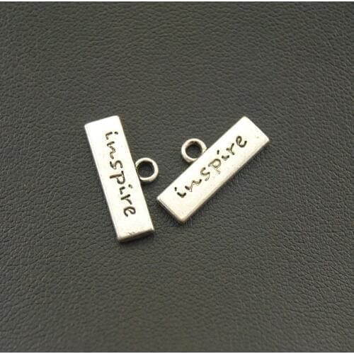 10 Pcs Metal Alloy Silver Color Inspire Letter Charms Jewelry Making DIY Handmade Craft A1063