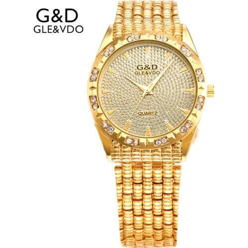 2017 G&D GLE&VDO Womens Watches Gold Luxury Ladies Bracelet Watch Fashion Quartz Wristwatches relogio feminino Stainless Steel