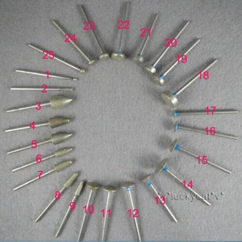 30pcs Dental Lab Assorted Diamond Burs Millers Tooth Drill Jewelers 2.35mm