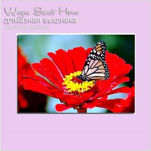 DIY Diamond Painting Diamond Embroidery Red Flowers Butterfly Decoration Of Mosaic Painting Rhinestones Crafts Knitting Needles