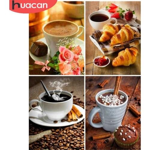 HUACAN Diamond Painting Coffee Cross Stitch Diamond Embroidery Mosaic Desert Wall Decor Decoration For Home