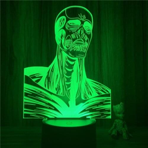 Anime Attack on Titan Colossus Titan Manga Shingeki No Kyojin Action Figure 3D Nightlight 7 Colors Touch Lamp Gift Decor Model