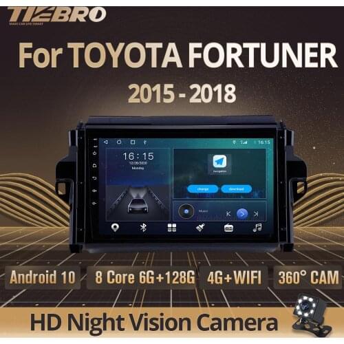 TIEBRO 2 Din Android 10.0 Car Radio For TOYOTA Fortuner 2 2015-2018 Car Multimedia Video Player Navigation GPS NO 2Din DVD IGO