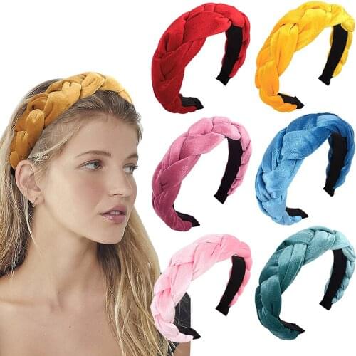 Oversized Velvet Wide Hair Bands For Women Big Knitted Headband Braided Hairband Vintage Hair Hoops Girls Sweet Hair Accessories