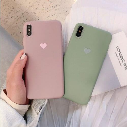 Cute Matte Solid Candy Phone Case for Iphone Xs Max Xr SE 2020 Simple Heart Silicone Case for Iphone 7 6s 8 Plus 5 5S Soft Cover