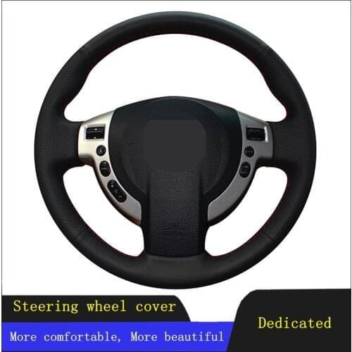 DIY Car Steering Wheel Cover Black Hand-stitched Genuine Leather For Nissan Qashqai 2007-2013 X-Trail NV200 Serena Rogue Sentra