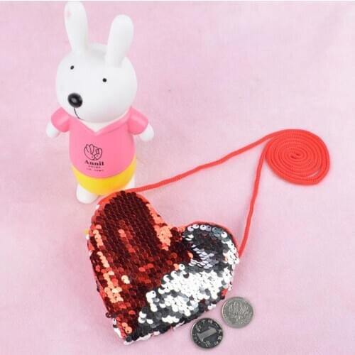 Sequins Loving Heart Kids Shoulder Bag Mini Interesting Messenger Bag Cartoon Small Coin Purse Children Traveling Handbags