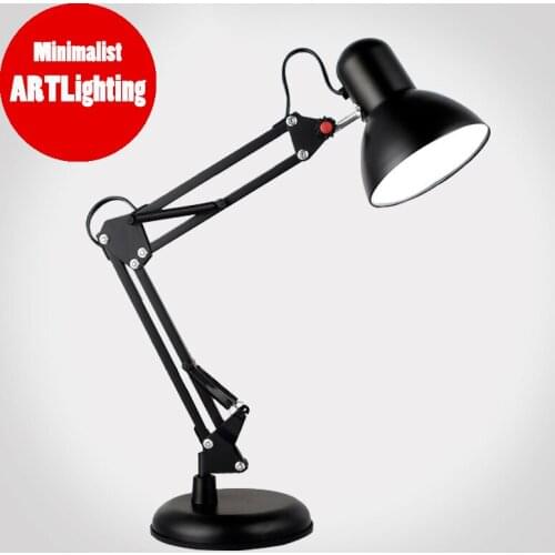 Painted Black Metal Flexible 2-in-1 Weighted Base and Clamp Mount Swing Arm Wright Architect Desk Lamp with Energy-Efficient 5W