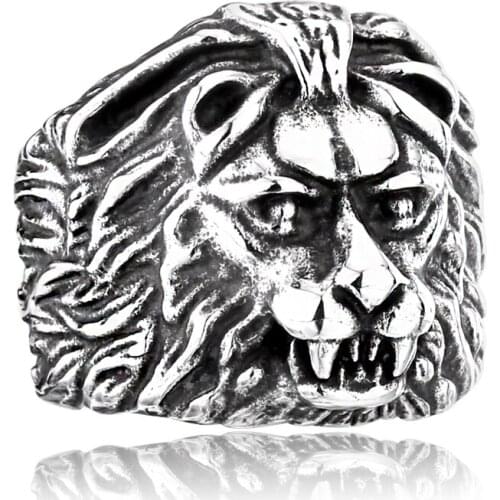 Stainless steel PUNK biker lion ring personality jewelry animal gift