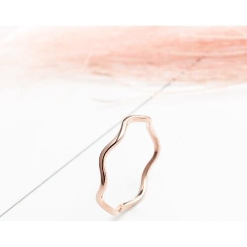 Classic Simple Style Rose Gold ColorWave Ring For Fashion Jewelry Wedding Birthday Woman Accessories