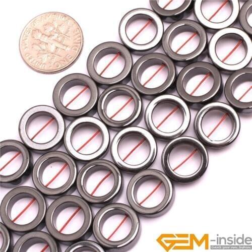 A Grade Circle natural RING hematite Beads With magnetic natural stone beads DIY bead for bracelet or ring making Wholesale