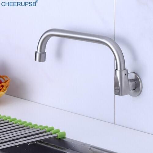 Torneira Da Cozinha Parede Stainless Steel Kitchen Faucet Rotatable Ceramic Filtered Faucets Brushed Wall Mount Tap Griferia K78