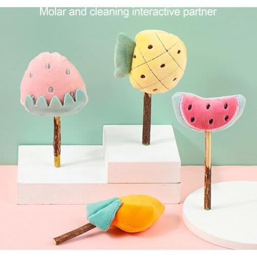 Summer Fruit Self-hey And Plush Cat Toys Gastrointestinal Motility Vibrant Color Interactive Fruit Plush Chew Toys for Home