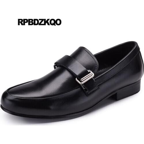 High Quality Slip On Loafers Metal Tip Luxury Comfort Spring Rubber Black Real Leather Business Casual Men Shoes Genuine 2018