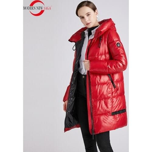 MODERN NEW SAGA 2020 Winter Coat Women Thick Cotton Padded Coat Woman Parkas Long Jacket Hooded Shiny Jacket Windproof Plus Size