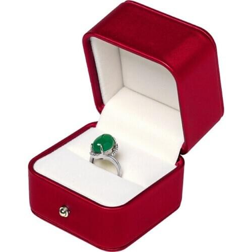 Fashion Red PU Leather Jewelry Display Box Ring Necklace With Metal Buckle Built-in Card Slot Packaging Wedding Creative Gift