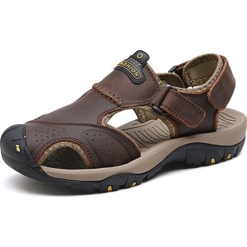 2020 new Genuine Leather Outdoor Mens Shoes Men Sandals For Male Casual Shoes Water Walking Beach Sandalias Sandal