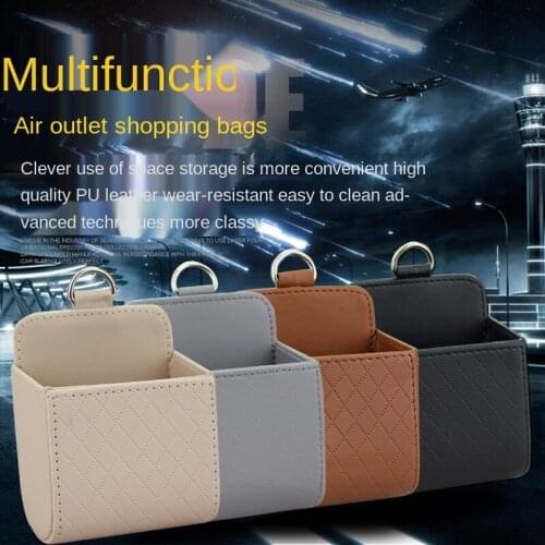 Car Outlet Vent Seat Back Tidy Storage Box PU Leather Coin Bag Case Pocket Organizer Hanging Holder Pouch Automobile Accessories