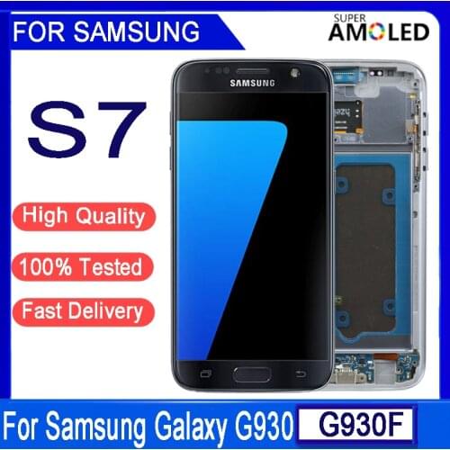 Original 5.1“AMOLED LCD For Samsung Galaxy S7 G930 SM-G930F LCD Display Touch Screen Digitizer With Frame For Samsung S7 LCD