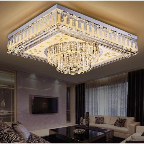 Living room lights luxury crystal lamp rectangular led bedroom meal ceiling lamp hall Promise colorful bedroom lights decorated